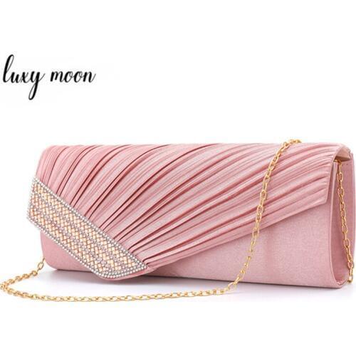 Luxy Moon Pink Clutch Purse Wedding Bag for Women Luxury Elegant Shoulder Bags Crystal Evening Bag Party Wallet ZD1458