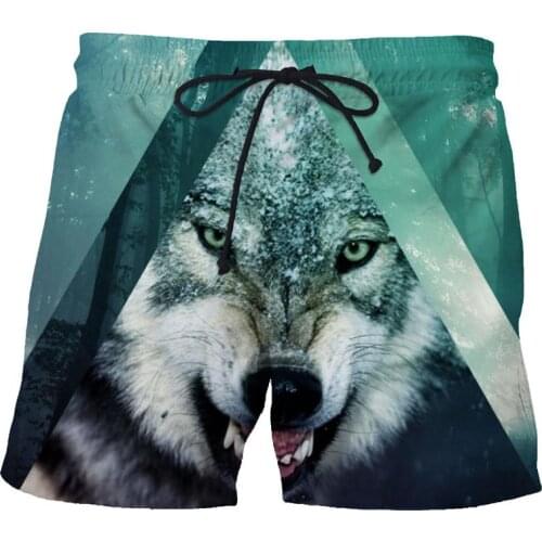 Summer mens shorts 3D Printed Wolf Graphic shorts Men/Women Short Pants Men swimming shorts Quick-drying Elastic Waist Shorts