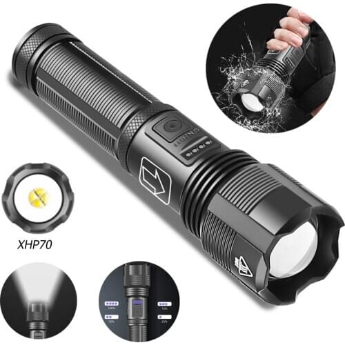 LED Flashlight Tactical USB Rechargeable Torch IPX4 Waterproof Powerful Flashlights for Hunting Camping Gun Accessories