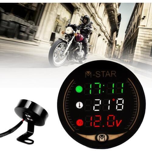 LED 3-in-1 Motorcycle Meter 12V Universal Time Temperature Voltage Display Table For XMAX250 300 NMAX CB 400 CB500X