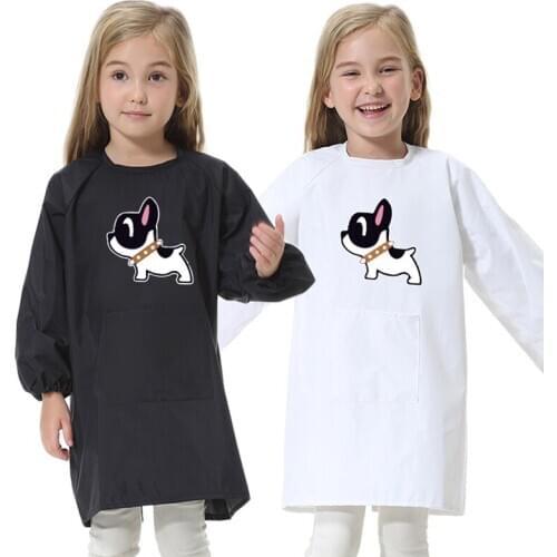 High-End Childrens Apron Cooking Painting Overalls Kids Waterproof Anti-Wear Clothing Baby Eating Smock Print LOGO