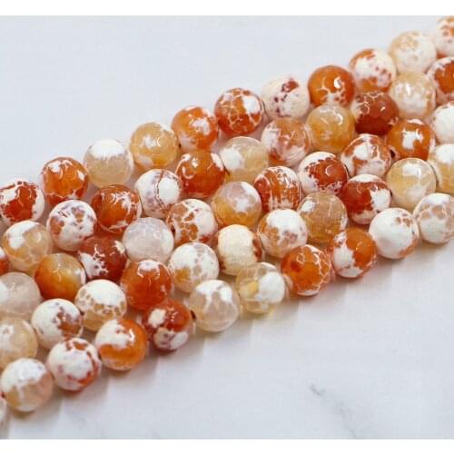 High Quality Natural Round Fire Agates stone 6/8/10/12mm Section Strip Quartz Beads Red White Noble Gem For Jewelry Making DIY