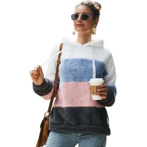 Plus Size Blouse Womens Autumn and Winter New Stitching Loose Coat Plush Sweater