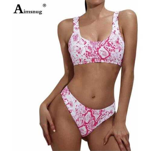 Women Bikini Sets Snakeskin Print Crop Tops Swimsuit Sexy Push Up Two Pieces Swimwear Hawaii 2021 Femme biquini Bathing Suit