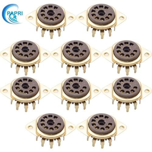 10PCS Plastic B9A Gold Plated 9pin Tube Sockets Chassis Mount Audio HIFI Amps For ECC83 12AX7 12AU7 ECC88 6922 EL84 5670 Etc