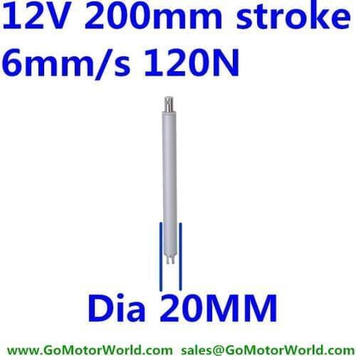 12V 6mm/s speed 200mm stroke 120N load DC tubular linear motor in line linear actuator LA14 type