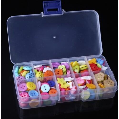 250PCS/Box Mix Shape Two-eye Lots Colors DIY Buttons, Scrapbooking Cartoon Plastic Buttons for Childrens Garment Sewing