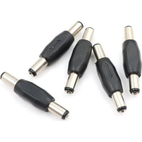 5pcs 5.5*2.1 Mm / 5.5x2.1mm Male To Male Panel Mounting Plugs Adaptor DC Power Plug Connector