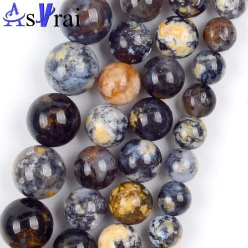 6 8 10mm High Quality Genuine Natural Blue Ocean Agates Stone Beads For Jewelry Making Round Loose Spacer Beads DIY Bracelet 15"