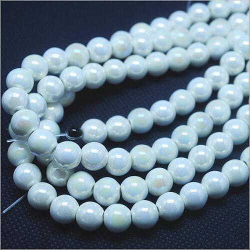 60pcs/lot New porcelain beads ceramic round ball shape top quality 10mm for charms mens bracelet making DIY jewelry findings sh