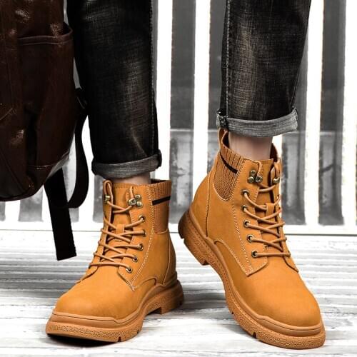 New Winter Men Snow Boots Warm Plush Mens Boots Genuine Leather Ankle Boots Outdoor Non-slip Mens Hiking Boots Brand Sneakers