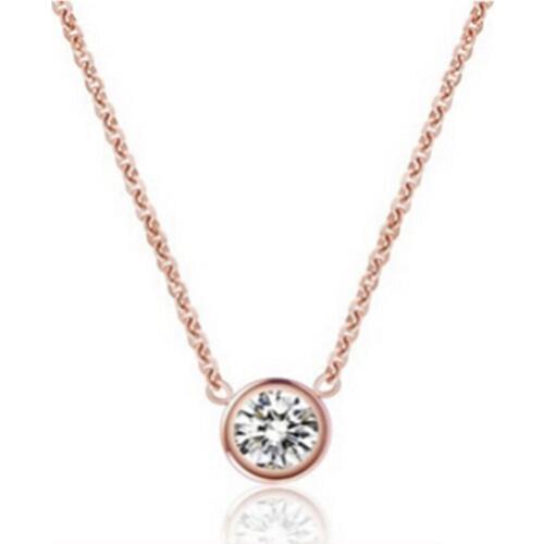 Fashion Jewelry Necklace three colors Stainless Steel Chain Single Clear Crystal For Women Necklace Pendant
