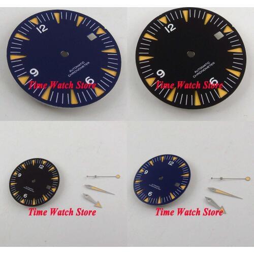 31mm black sterial watch dial Fit 2813 Miyota 8215 821A 8205 Automatic Movement rose golden marks with hands D97