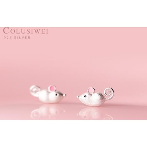 Colusiwei 925 Sterling Silver Cute Hamster Spiral Tail Studs Earrings for Women Fashion Mouse Animal Ear Studs Kids Gift Jewelry