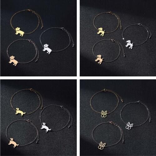 Cxwind Fashion English Bulldog/Schnauzer/Golden Retriever Dog Bracelet Feminine Jewelry for Women Gifts Charm Bracelet Pulsera