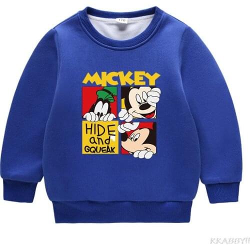 Cartoon Disney Mickey Mouse Girl Tops Pullovers Kids Boy Hooded Sweatshirts Children Clothes Toddler Girl Hoodies Sweater
