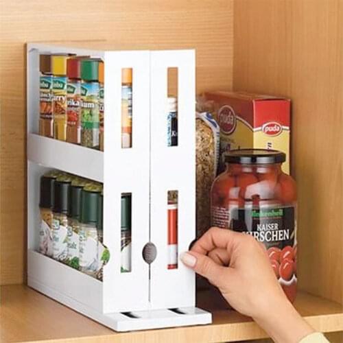 Home Kitchen Spice Organizer Rack Multi-Function Rotating Storage Shelf Slide Kitchen Cabinet Cupboard Organizer Storage Rack