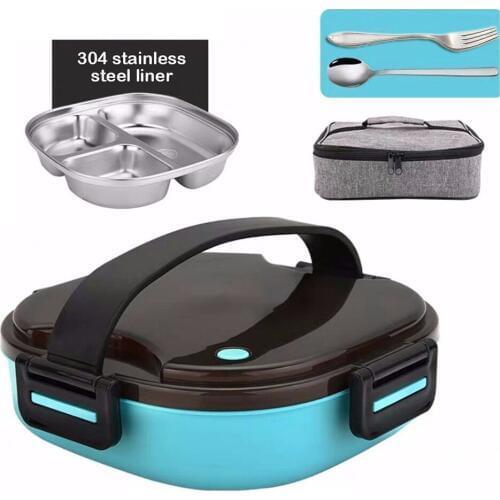 Double layer lunch box with insulated bag 304 stainless steel insulated lunch box Office worker Bento Box Canteen Dinner plate