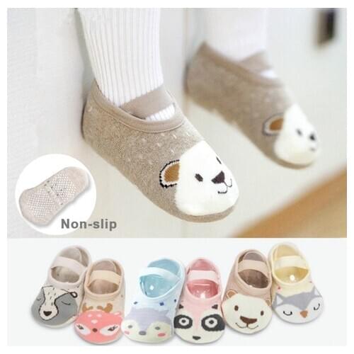 Cotton Toddler Baby Boys Girls Boat Socks Cute Ankle Socks Cartoon Animal Print Anti Slip Cotton Socks 1-3Years