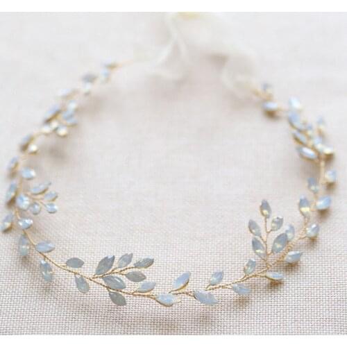 Crystal Hair Vine, Crystal Headband, Bridal Crystal Hair Vine In Opal and Clear Crystal Mix, Bridal Headband, Wedding Headpiece