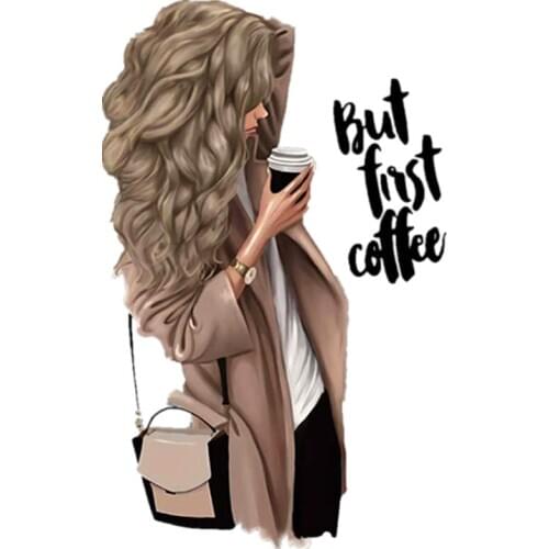 Patch Iron Ons Coffee Beauty Stickers for Clothes Ins Heat Tranfer Patches Clothing Accessories Fashion Pattern Free Shipping