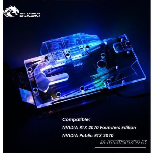 Bykski GPU cooler fit NVIDIA RTX 2070 Founders Edition Card, water cooling block RGB RBW light N-RTX2070-X pc watercooling