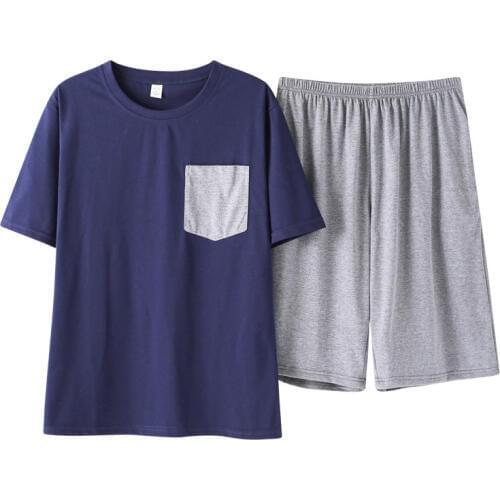 Men 2019 new Koreancotton summer simple natural pajamas short sleeve shorts casual two piece men pajama sets