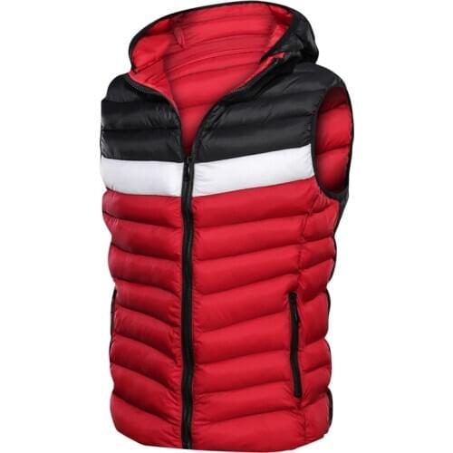 Mens Winter Vest Hooded Cotton-Padded Thicken Vest Men Windbreaker Waistcoat Jacket Sleeveless Casual Male Coats Outdoors Vests