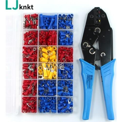 Assorted Insulated Fork U-type Set Terminals Connectors HS-40J EUROP STYLE Ratchet Pliers Pre-Insulated Terminal wire stripper