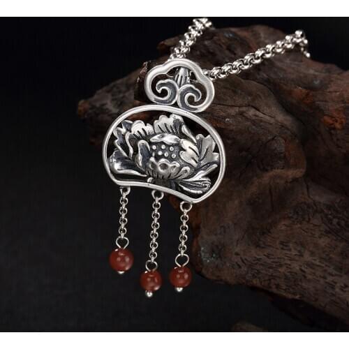 Pure Silver Restoring Ancient Ways Do Old Lotus Flow Of Jiangsu Red Ms Hetian Jade Jade Round Pearl Pendants Wholesale