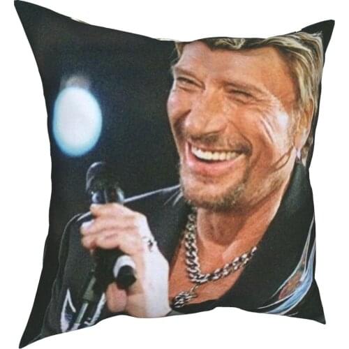 Johnny Hallyday Pillow Cover Decoration French Rock Singer Cushions Throw Pillow for Home Double-sided Printing Novelty