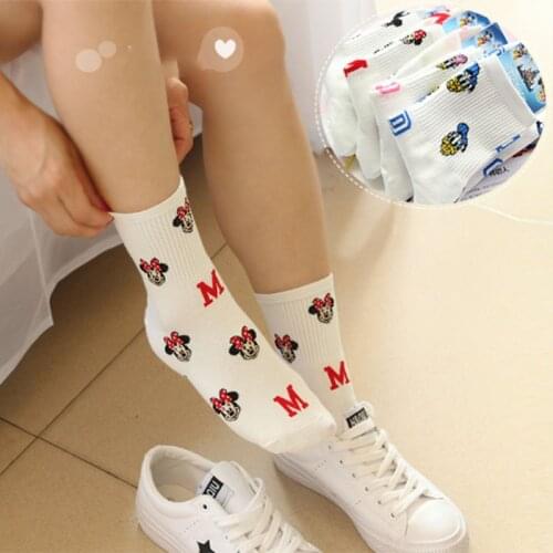Disney Girl Casual Cute women Scoks Cartoon animal Mickey Duck ladies Socks Cotton happy Funny street adult Middle tube sock