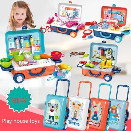 NEW Childrens Play House Kitchen Toy Simulation Girl Beauty Portable Tool Kitchen Utensils Trolley Medical Kit Gift