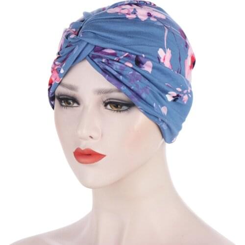 New twist head scarf Hat Muslim headscarf Hat wrap women turban caps trendy printed hijab bonnet inner hijabs for cap headdress