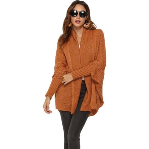 Autumn/Winter Open Stitch Knitted Sweaters Coat Women Batwing Long Sleeve Elegant Casual Plus Size Office Streetwear Sweater