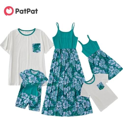 PatPat 2021 New Arrival Summer Mosaic Family Matching Floral Tank Dresses - Rompers - Tops Family Look Childrens Clothing