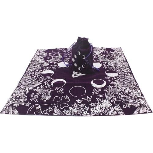 Moon Crystal Lover Tarob Thick Velvet Witchs Gift Tablecloth Containing Card Bags