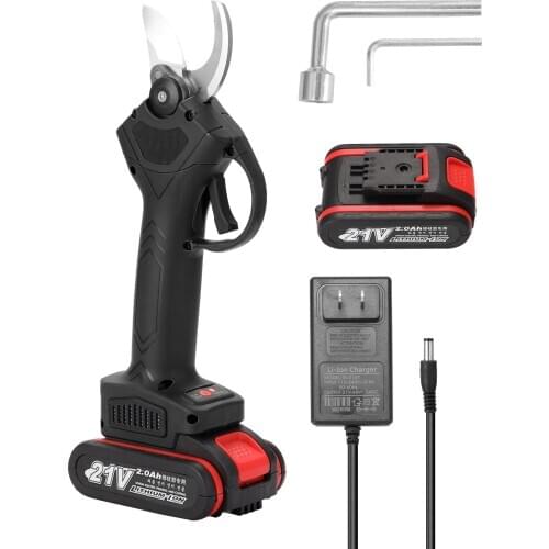 21V 2 Batteries Cordless Rechargeable Electric Pruner Shear Efficient Fruit Tree Bonsai Pruning Branches Cutter Landscaping Tool