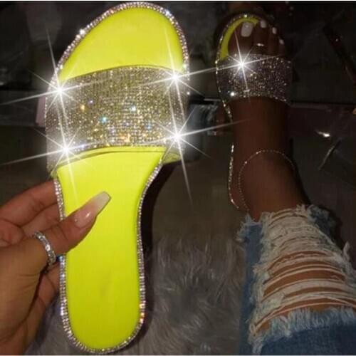 Ladies Glitter Slippers Summer Womens Sandals Fashion Bling Female Casual Big Size Flip Flops Beach Flat Shoes Outdoor Slides