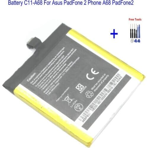 1x 2140mAh / 8.13Wh C11-A68 C11A68 C11 A68 Phone Replacement Battery For ASUS Padfone 2 PadFone2 A68 A 68 + Repair Tools kit