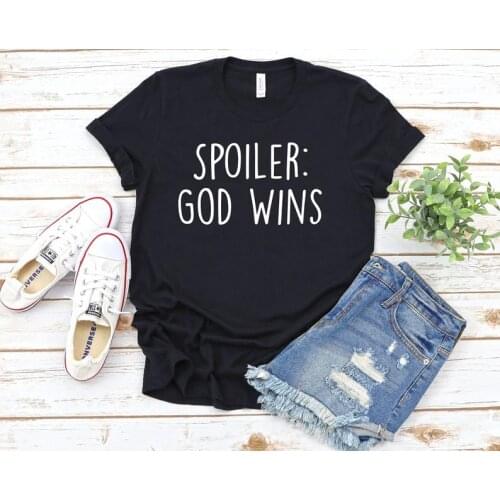 Spoiler god wins T-shirt Letter Aesthetic Female Clothing Fashion Cotton O Neck T-shirt Casual Shirt Short Sleeve Top harajuku