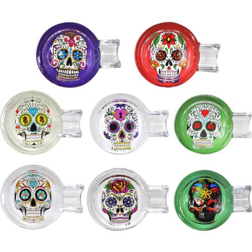 Glass Skull Cigarette Cigar Ashtray Ash Tray Cigarette Smoking Ashtray Ash Holder Tray Mini Single Cigar Holder Ash Slot