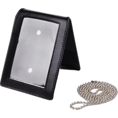 TACTICAL MILITARY NECK BADGE ID CREDIT CARD PEN HOLDER LEATHER POUCH