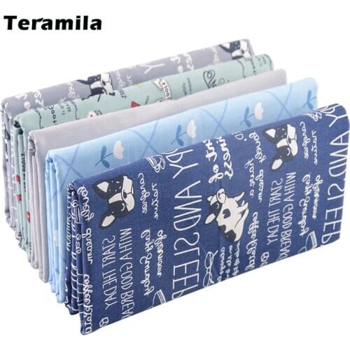 Teramila 50*160cm Bright Color Dogs Printed Patchwork Cloth Cotton 100% Fabrics for Sewing Dress Quilting Needlework Half Meters