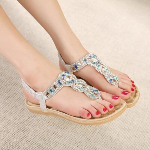 Women sandals 2021 new fashion rhinestone lighted beach shoes woman comfortable back strap flats sandals women shoes plus size
