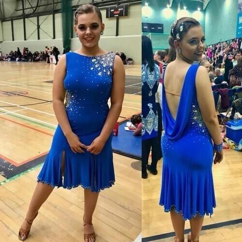 Latin dance dress women competition latin dress latin dance competition dresses royal blue color latin dance costumes rhinestone