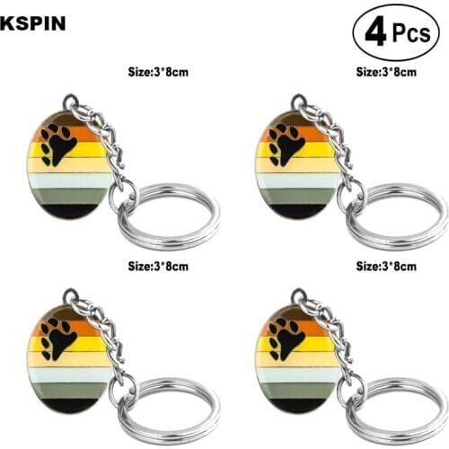 Bear Pride Key Ring Lapel Pin Flag badge Brooch Pins Badges 4pcs