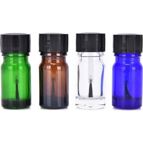 1PCS 5ML Nail Polish Bottle With A Lid Brush Empty Cosmetic Containers 5ML Travel Empty Small Round Glass Essential Bottle