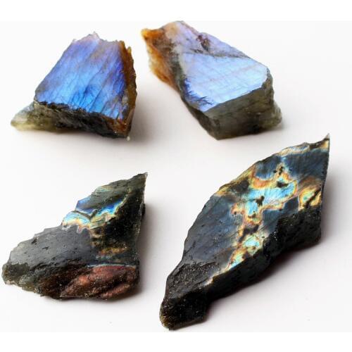 1PC Natural Labradorite Crystal Rough Stone One Side Polished Gemstone Mineral Specimen Halo Light Healing Ministone