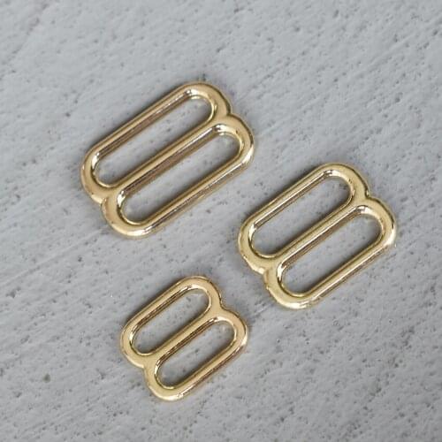 10 Pcs 15/20/25mm Gold Metal Adjust Buckle Tri Glide Slide Buckle Middle Center Bar Adjuster for Leather Craft Webbing